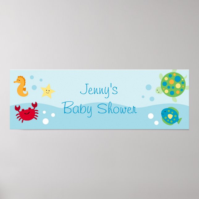 Calypso Sea Creature Baby Shower Banner Sign (Front)