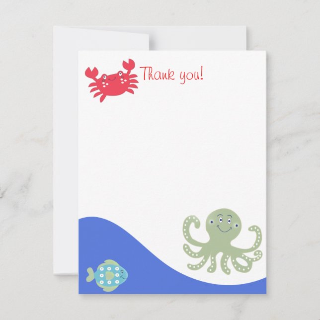 CALYPSO Under the Sea Octopus Flat Thank You Card (Front)