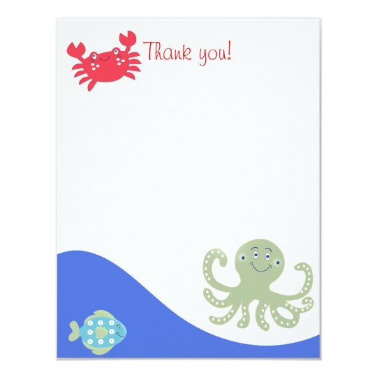 CALYPSO Under the Sea Octopus Flat Thank You Card