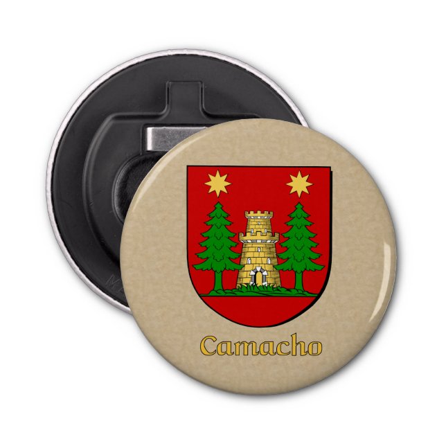Camacho Heraldic Arms on Parchment Style Back Bottle Opener (Front)