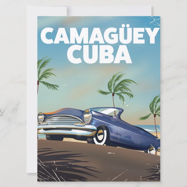 Camagüey Cuban vintage travel poster Invitation (Front)