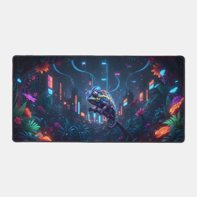 Camälion in Neonfarben Desk Mat (Front)