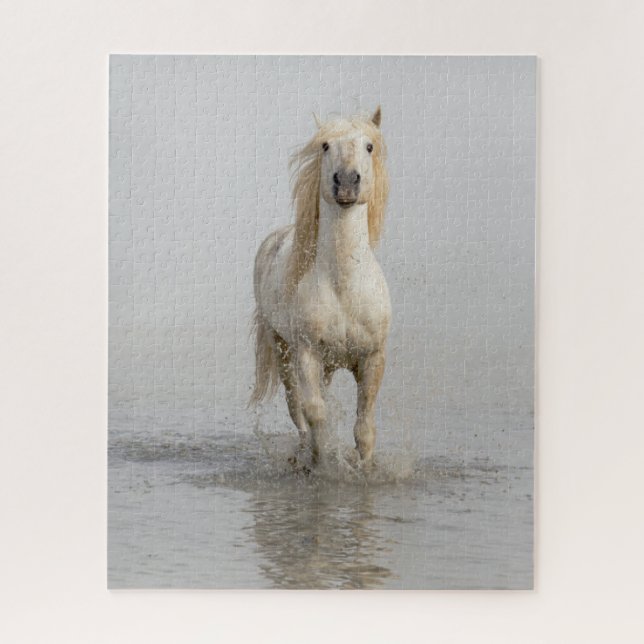 Camargue Horse Running in Water Jigsaw Puzzle (Vertical)