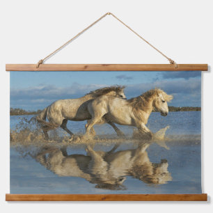 Camargue Horses and Reflection, Southern France Hanging Tapestry