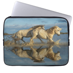 Camargue Horses and Reflection, Southern France Laptop Sleeve