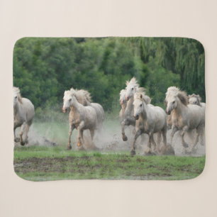 Camargue Horses Running in Water Sherpa Blanket