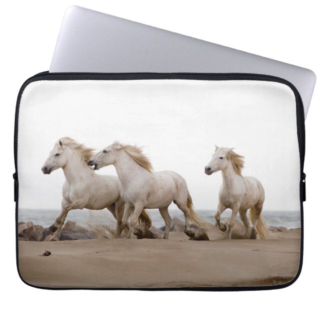 Camargue Horses Running on the Beach Laptop Sleeve (Front)