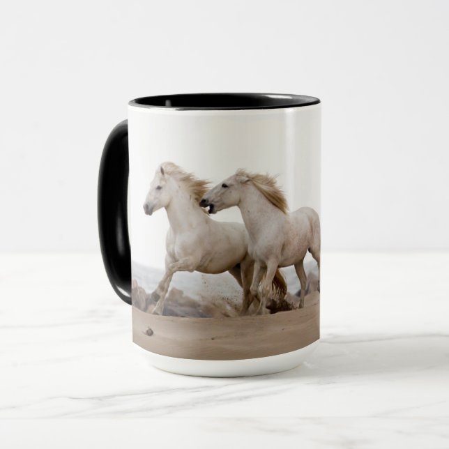 Camargue Horses Running on the Beach Mug (Front Left)