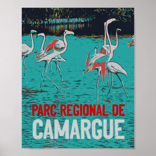 Camargue regional park, France, pink flamingos Poster (Front)