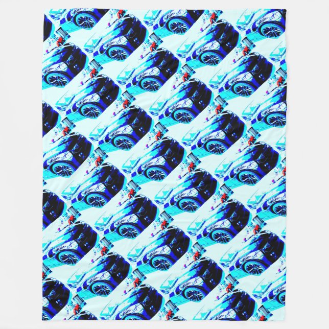 Camaro ZL1 & Corvette in dealer showroom Fleece Blanket (Front)