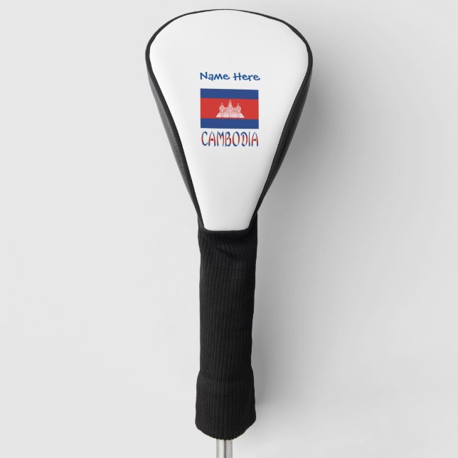 Cambodia and Cambodian Flag Personalised  Golf Head Cover (Front)