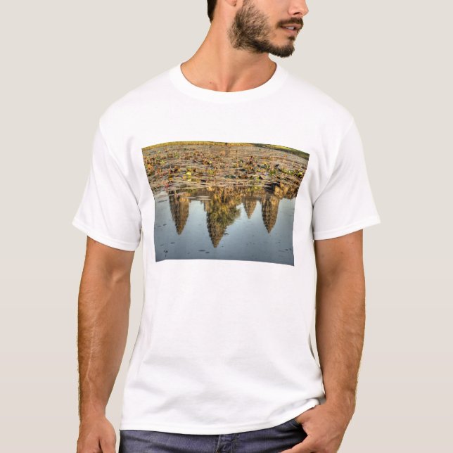 Cambodia, Angkor Wat. Reflection of temple T-Shirt (Front)
