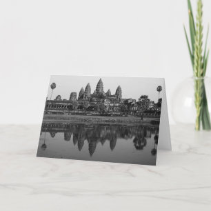 Cambodia Angkor Wat Travel B&W Photo Custom Card
