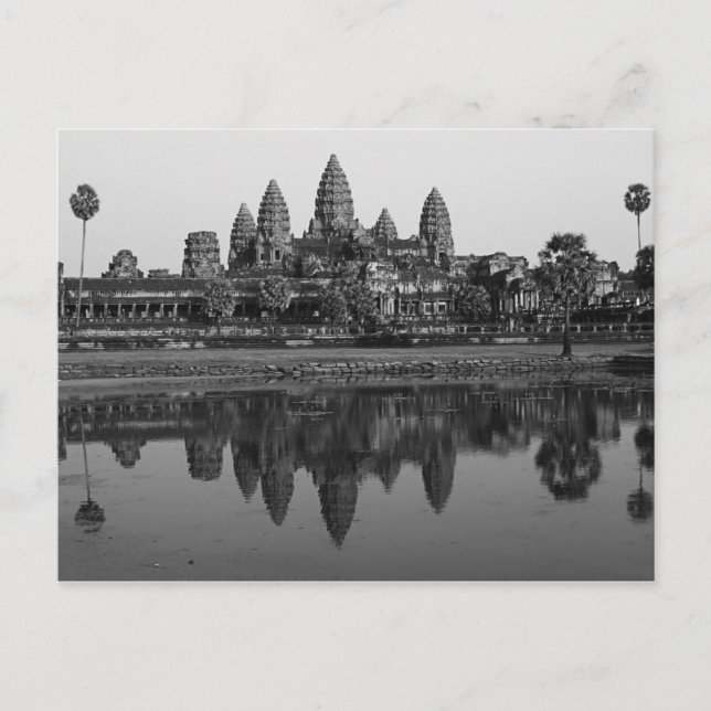 Cambodia | Angkor Wat Travel Photo B&W Postcard (Front)