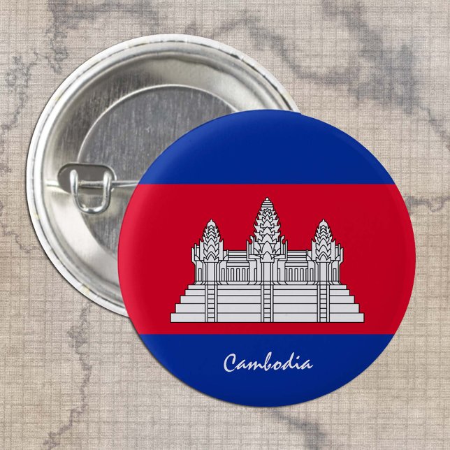 Cambodia button, patriotic Cambodian Flag fashion 3 Cm Round Badge (Creator Uploaded)