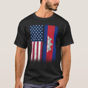 Cambodia Cambodia American Flags Proud USA Cambodi T-Shirt