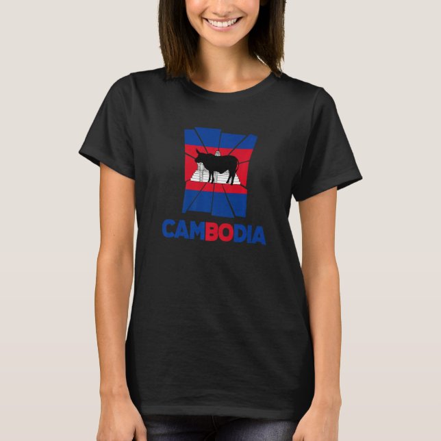 Cambodia Cambodian Cambodia Flag National Animal S T-Shirt (Front)
