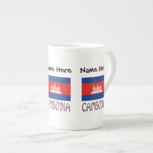 Cambodia Cambodian Flag Black Personalised Bone China Mug