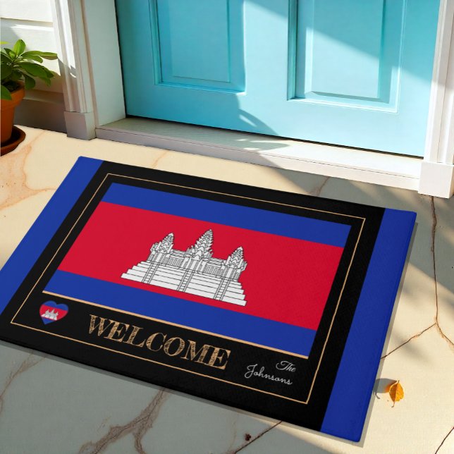 Cambodia & Cambodian Flag house mat/sports Welcome Doormat (Creator Uploaded)