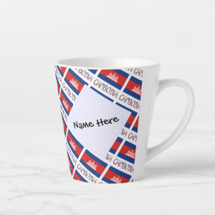 Cambodia Cambodian Flag Tiled Personalised  Latte Mug