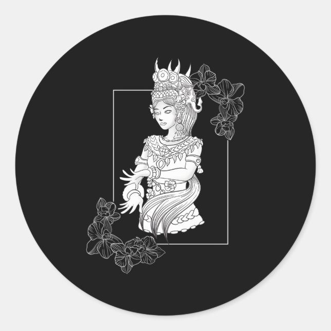 Cambodia Cambodian Khmer Traditional Dance Apsara Classic Round Sticker (Front)