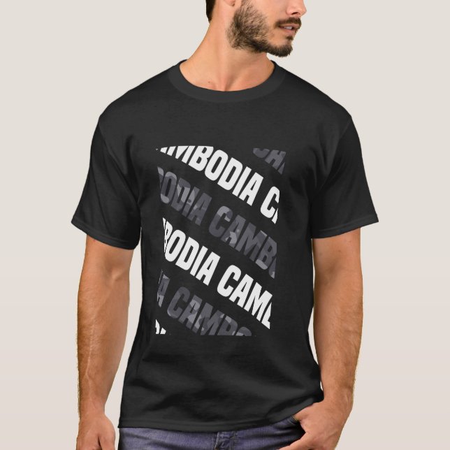 Cambodia Camo Pattern Grey Camouflage T-Shirt (Front)