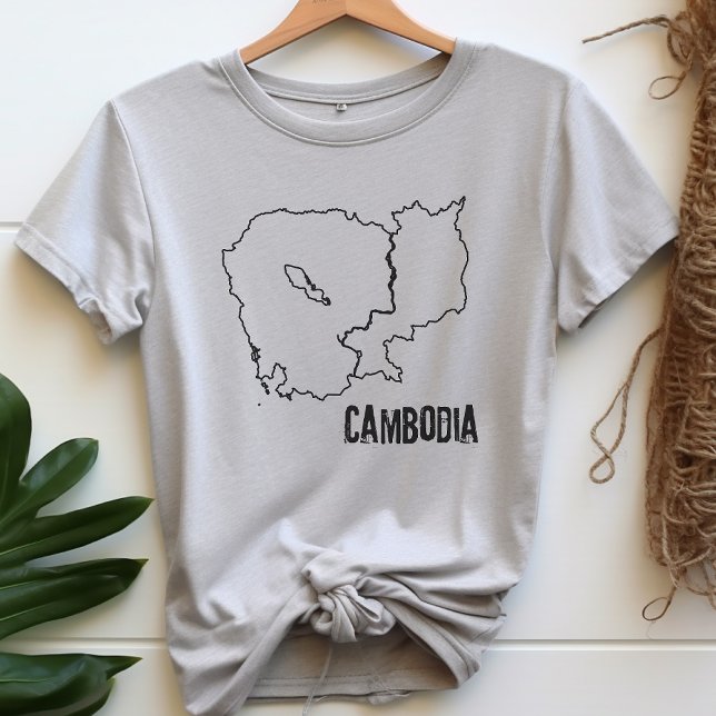 Cambodia Country Outline Map Shirt Cambodian Line (Creator Uploaded)