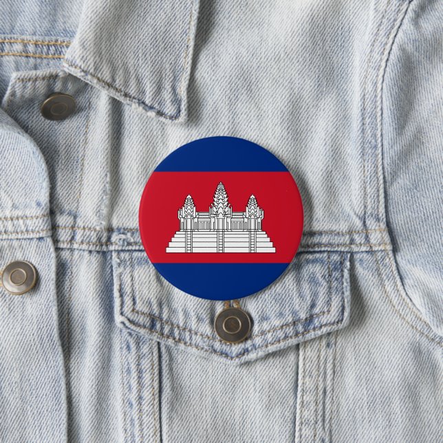 Cambodia flag 7.5 cm round badge (In Situ)