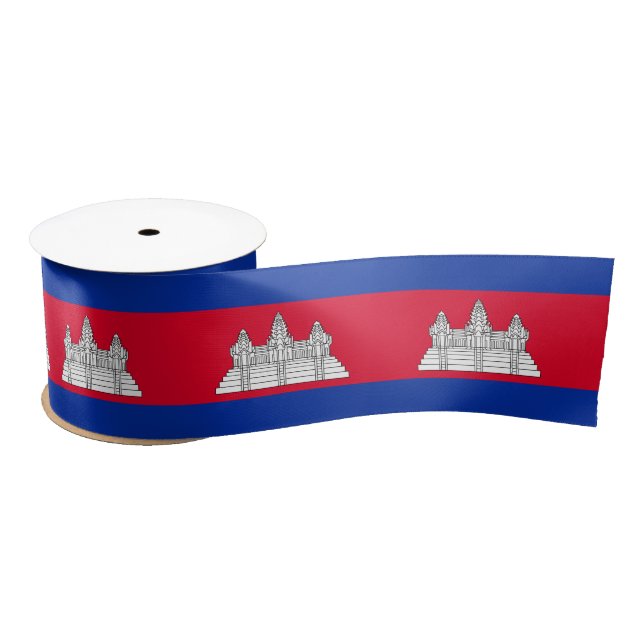 Cambodia Flag & Cambodia travel, holiday/sports Satin Ribbon (Spool)