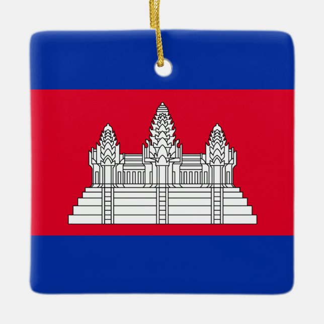 Cambodia Flag Ceramic Ornament (Front)