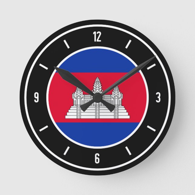 Cambodia Flag Elegant Round Clock (Front)