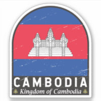 Cambodia Flag Emblem Distressed Vintage