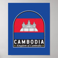 Cambodia Flag Emblem Distressed Vintage