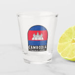 Cambodia Flag Emblem Distressed Vintage Shot Glass<br><div class="desc">Cambodia distressed emblem featuring the flag and coat of arms.</div>