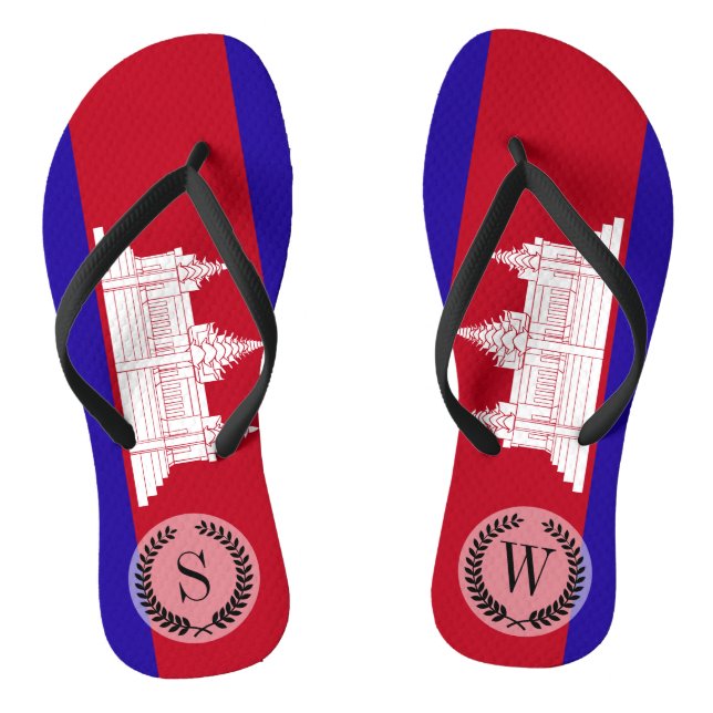 Cambodia Flag Flip Flops (Footbed)
