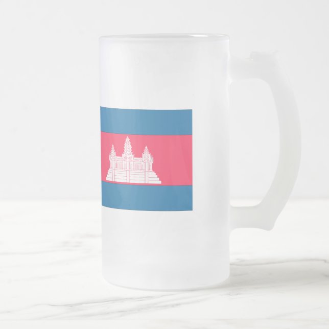 Cambodia Flag Frosted Glass Beer Mug (Right)