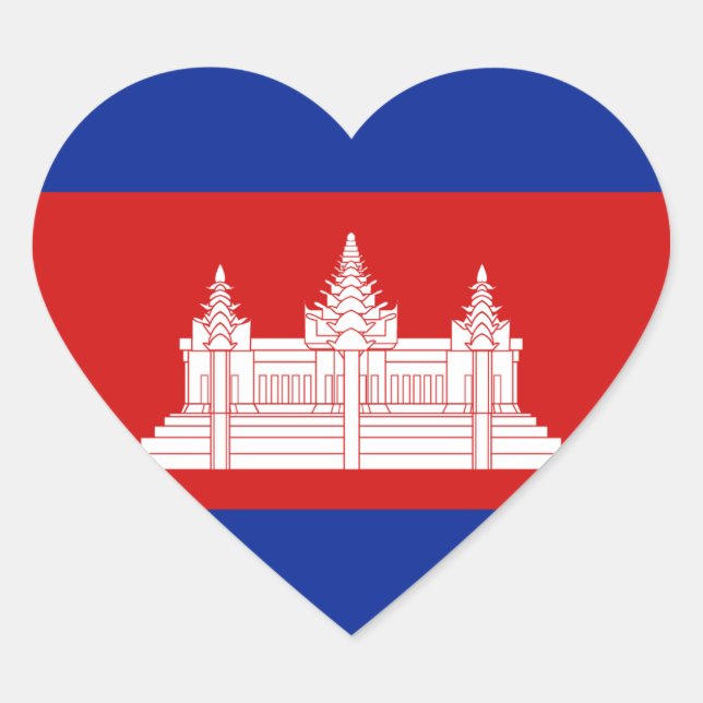 Cambodia Flag Heart Sticker (Front)