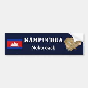 Cambodia Flag + Map Bumper Sticker