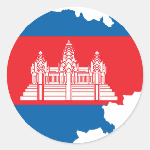 Cambodia flag map classic round sticker