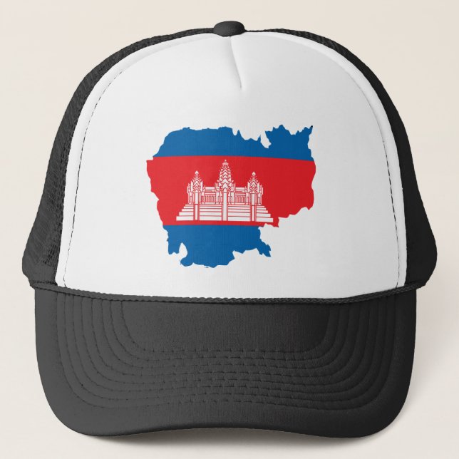 Cambodia Flag Map full size Trucker Hat (Front)