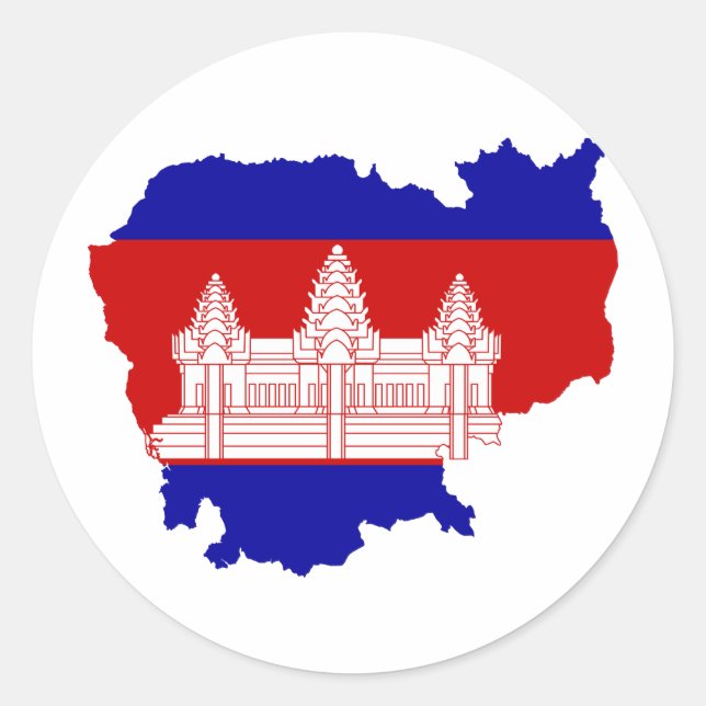 Cambodia Flag map KH Classic Round Sticker (Front)
