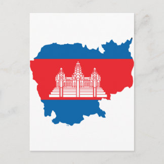 Cambodia flag map postcard