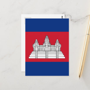 Cambodia flag postcard