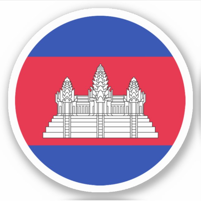 Cambodia Flag Round Sticker (Front)