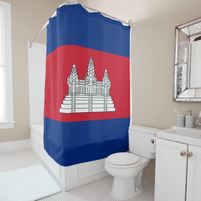 Cambodia flag shower curtain (In Situ)