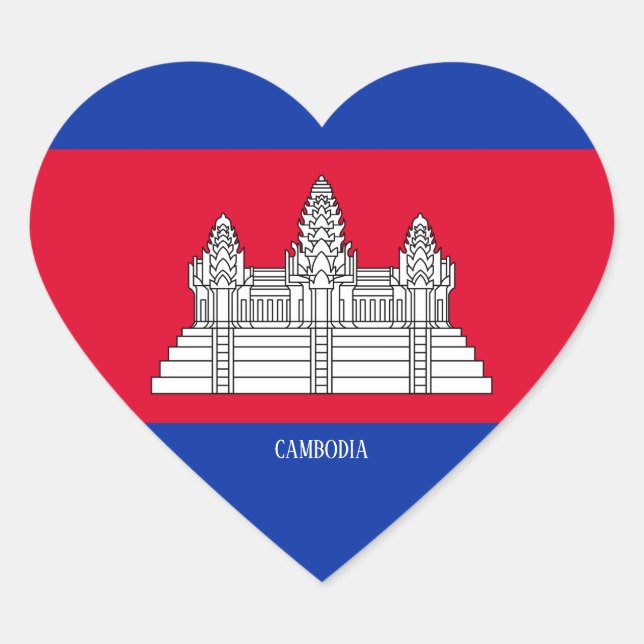 Cambodia Flag Splendid Patriotic Heart Sticker (Front)