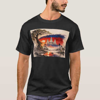 Cambodia Flag Sunset T-Shirt
