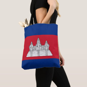 Cambodia flag tote bag