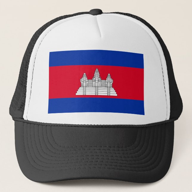 Cambodia Flag Trucker Hat (Front)