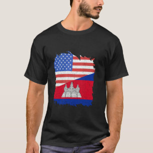 Cambodia Flag USA America Cambodian Pride Cambodia T-Shirt